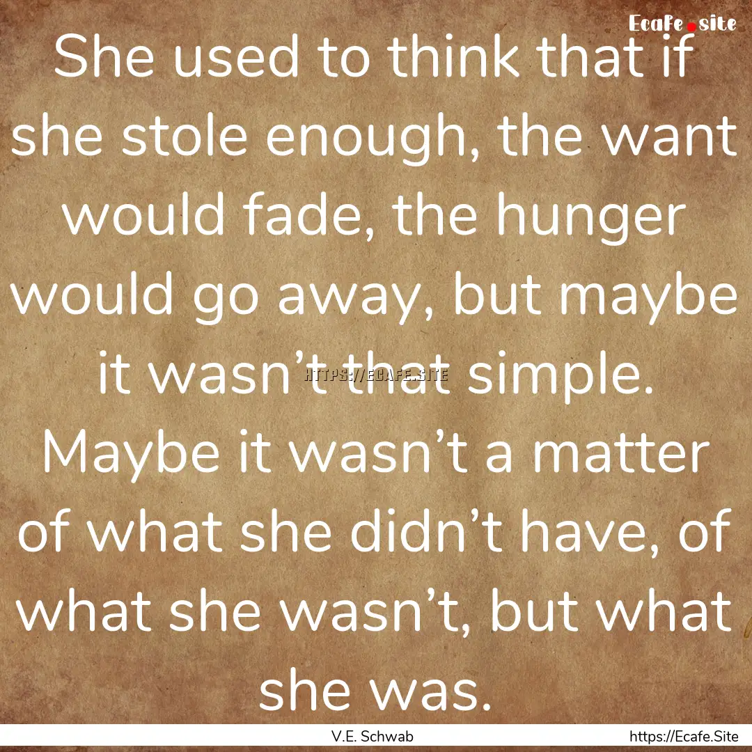 She used to think that if she stole enough,.... : Quote by V.E. Schwab