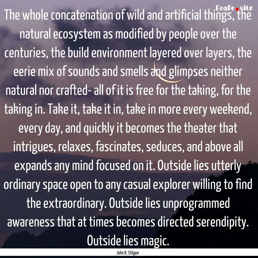 The whole concatenation of wild and artificial.... : Quote by John R. Stilgoe