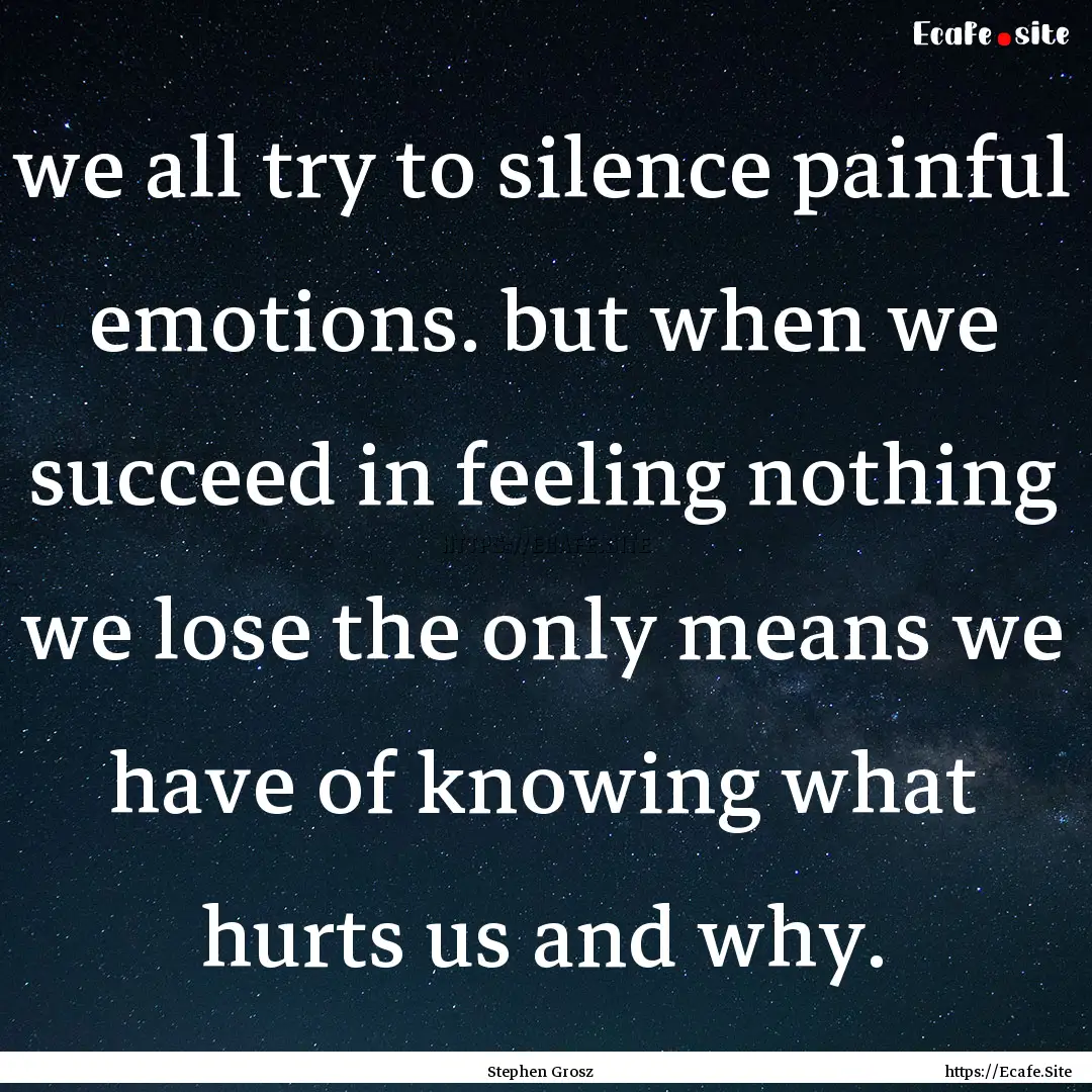 we all try to silence painful emotions. but.... : Quote by Stephen Grosz