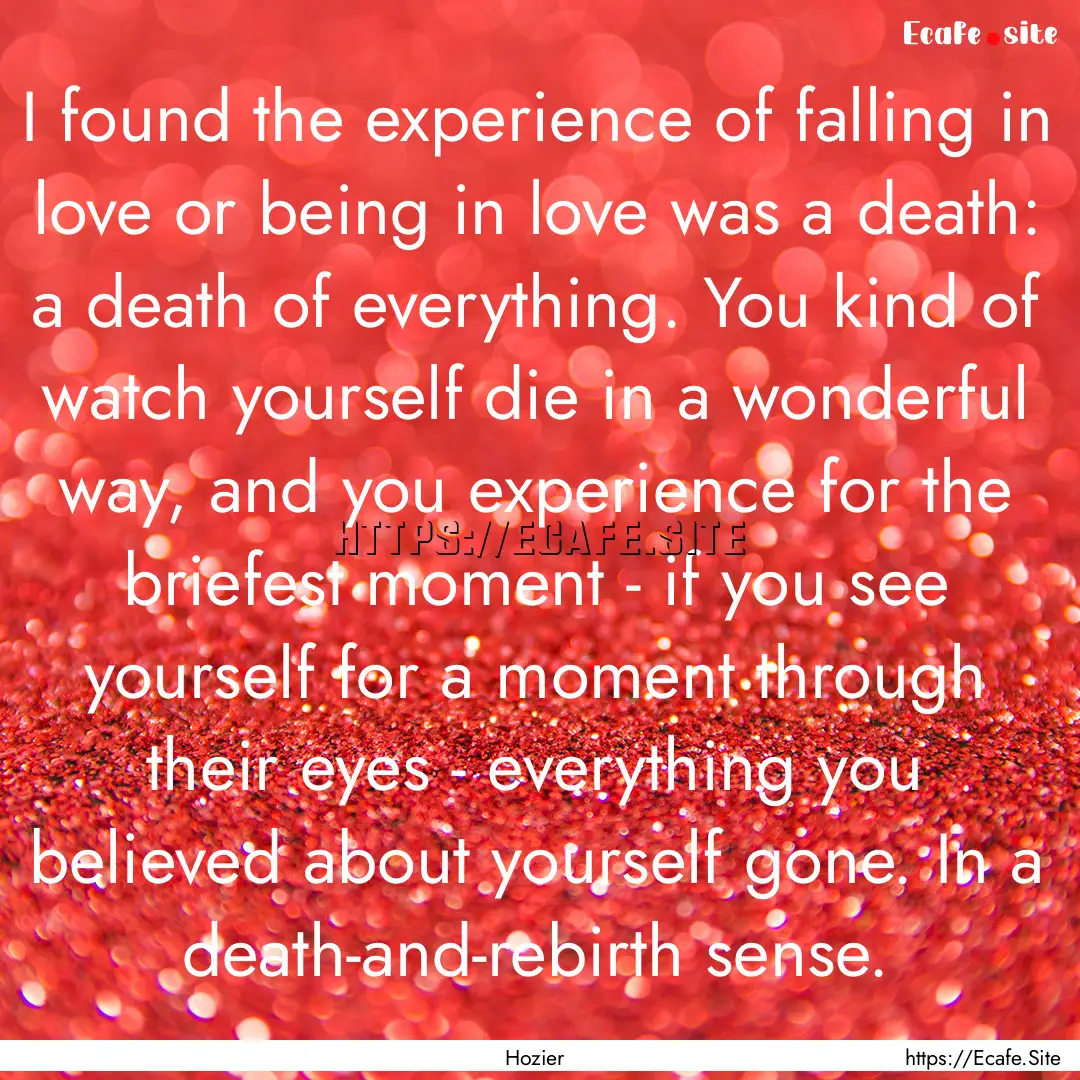 I found the experience of falling in love.... : Quote by Hozier