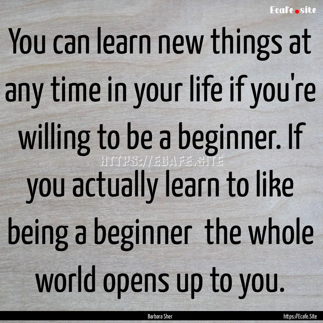 You can learn new things at any time in your.... : Quote by Barbara Sher