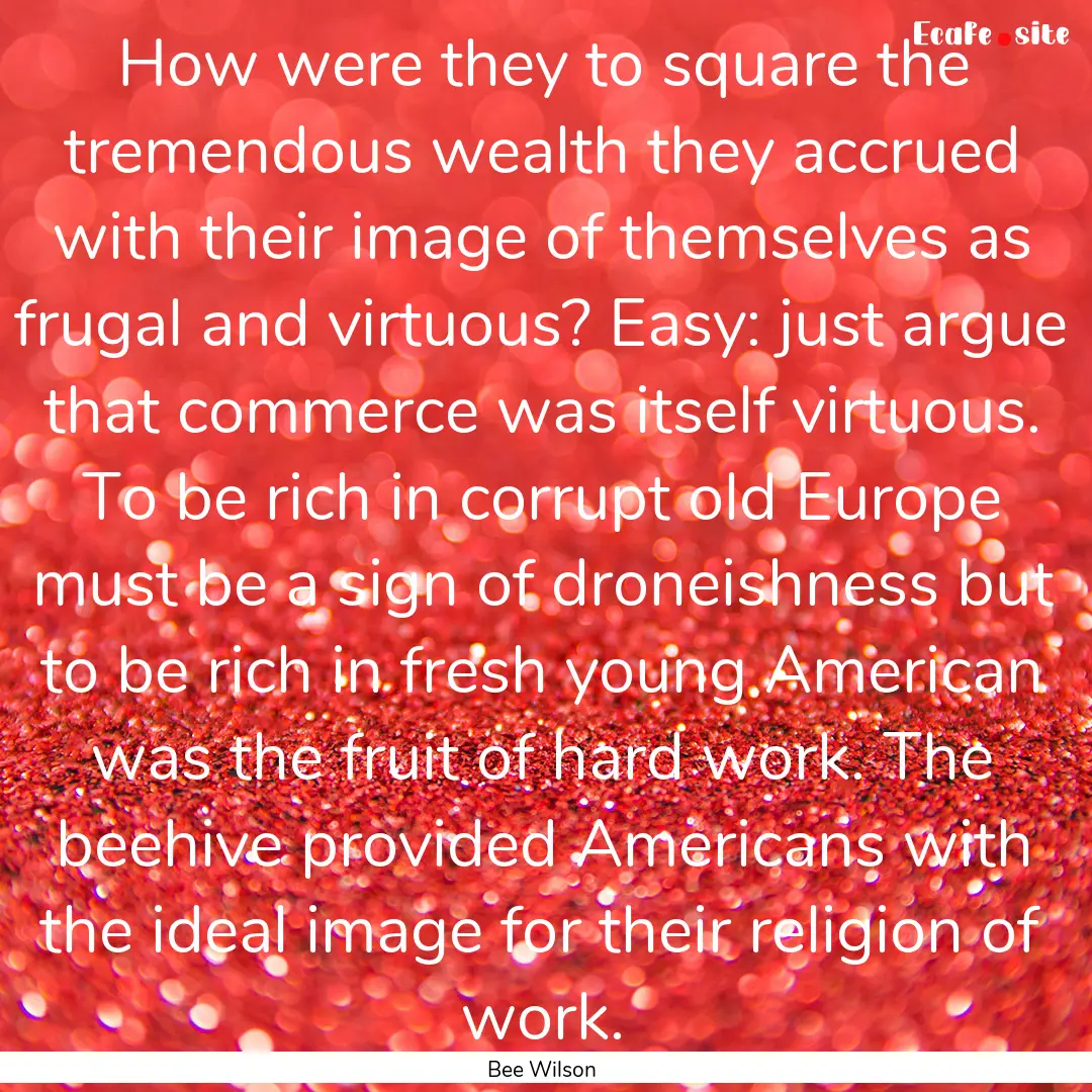 How were they to square the tremendous wealth.... : Quote by Bee Wilson