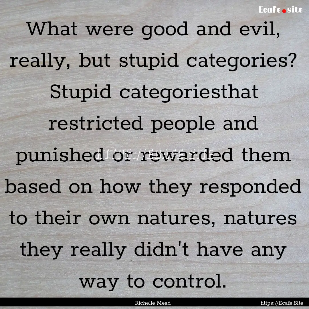 What were good and evil, really, but stupid.... : Quote by Richelle Mead