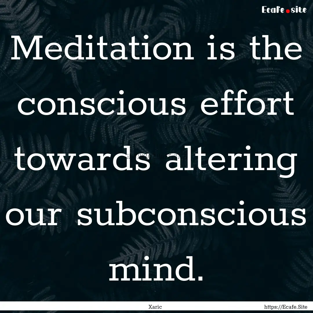 Meditation is the conscious effort towards.... : Quote by Xaric