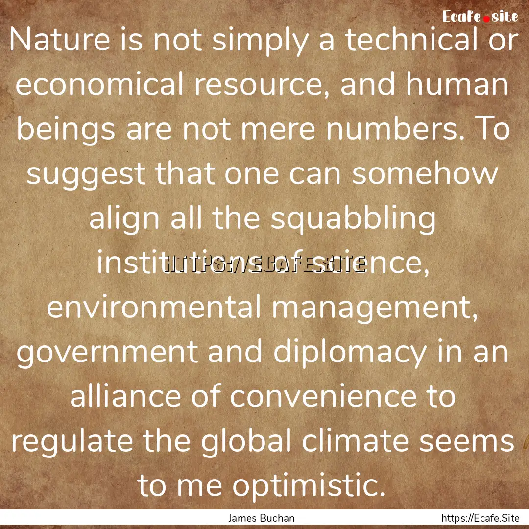 Nature is not simply a technical or economical.... : Quote by James Buchan