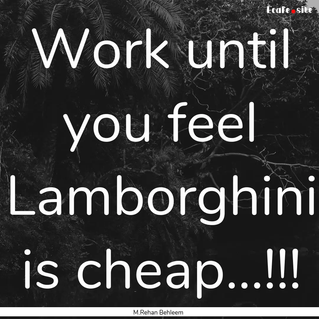 Work until you feel Lamborghini is cheap...!!!.... : Quote by M.Rehan Behleem