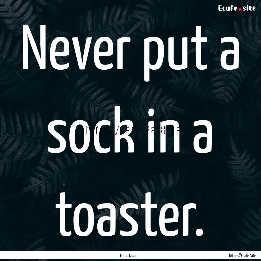 Never put a sock in a toaster. : Quote by Eddie Izzard