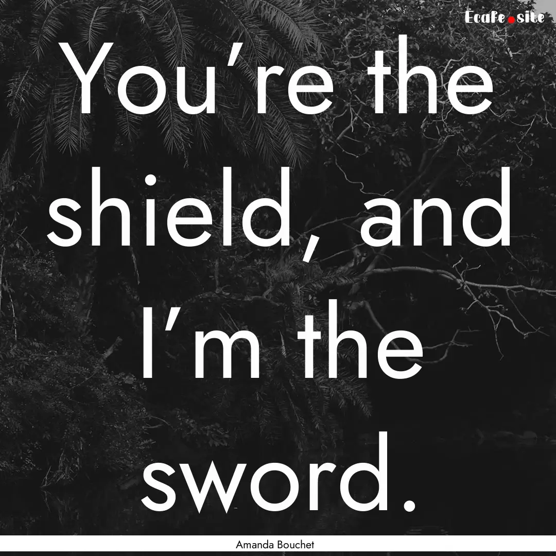 You’re the shield, and I’m the sword..... : Quote by Amanda Bouchet