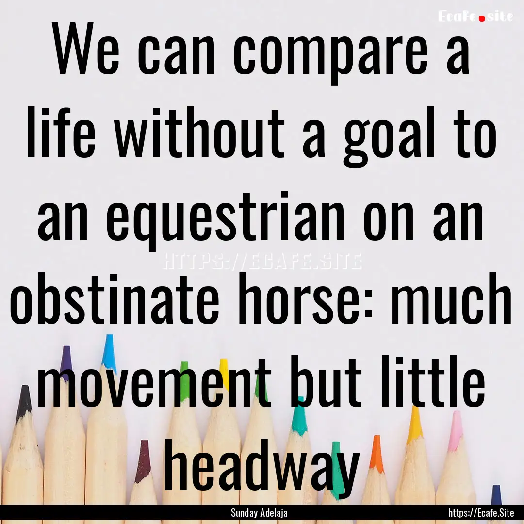 We can compare a life without a goal to an.... : Quote by Sunday Adelaja