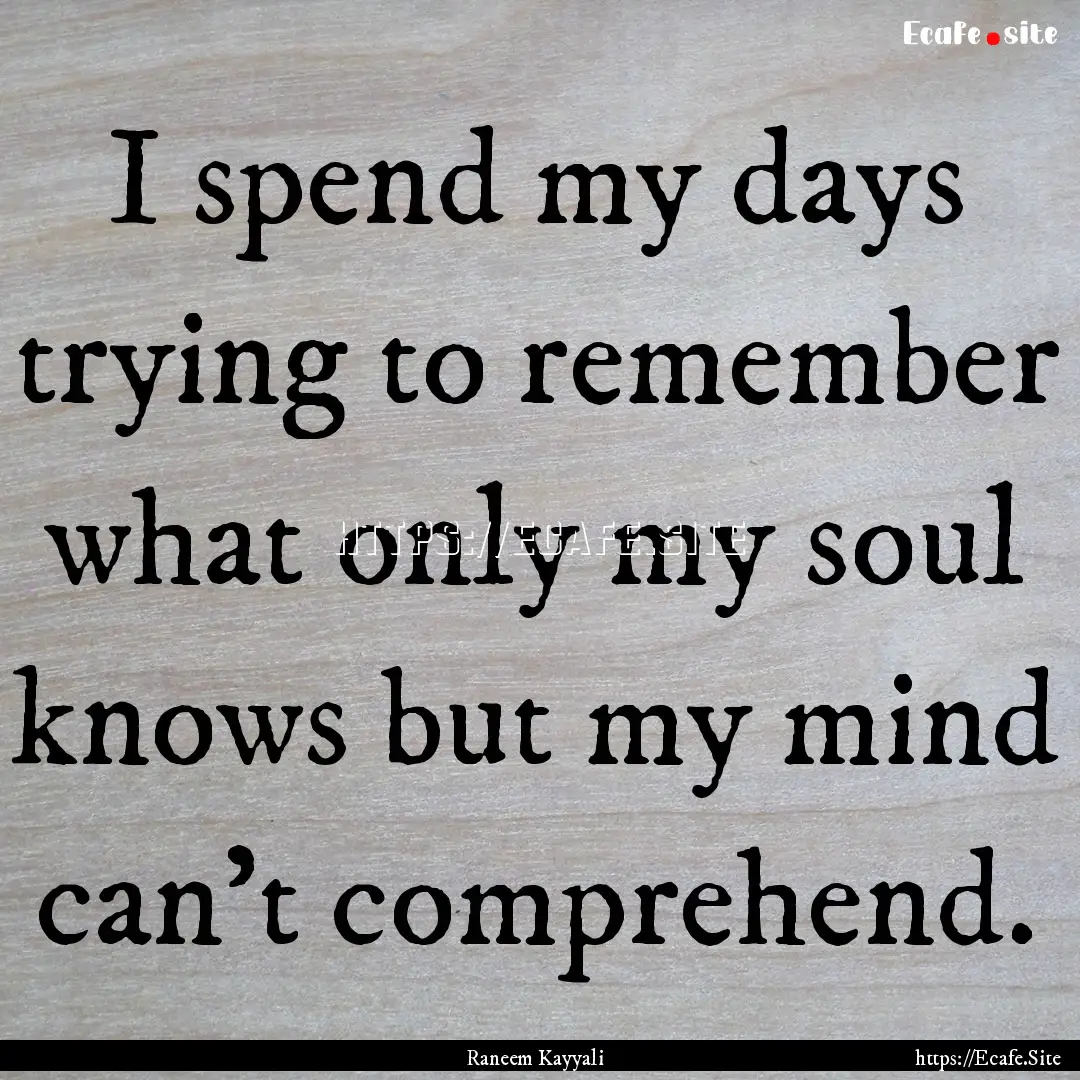 I spend my days trying to remember what only.... : Quote by Raneem Kayyali