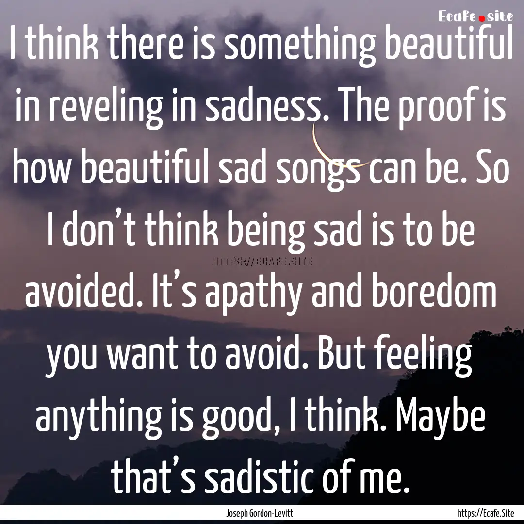 I think there is something beautiful in reveling.... : Quote by Joseph Gordon-Levitt