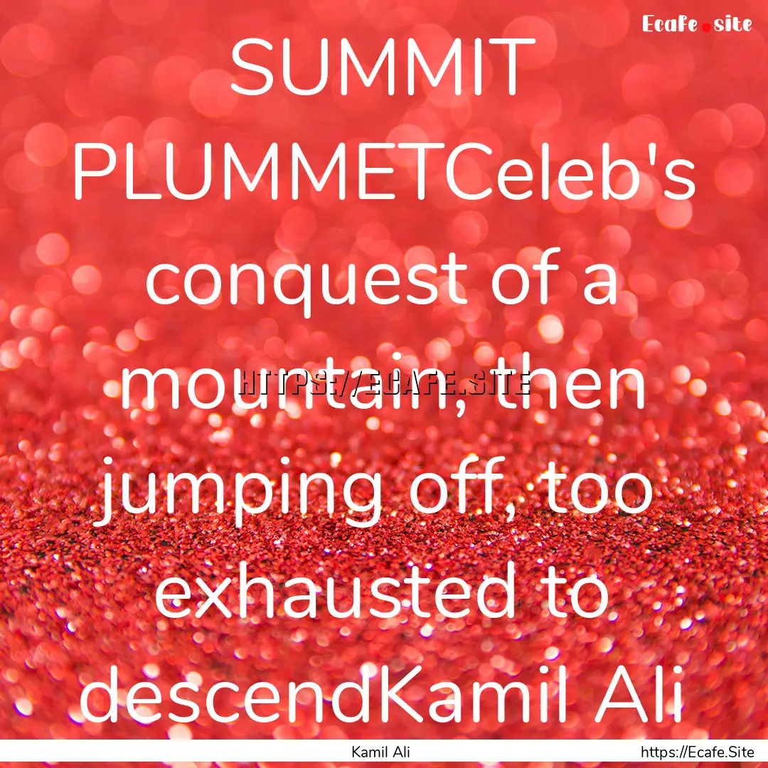 SUMMIT PLUMMETCeleb's conquest of a mountain,.... : Quote by Kamil Ali