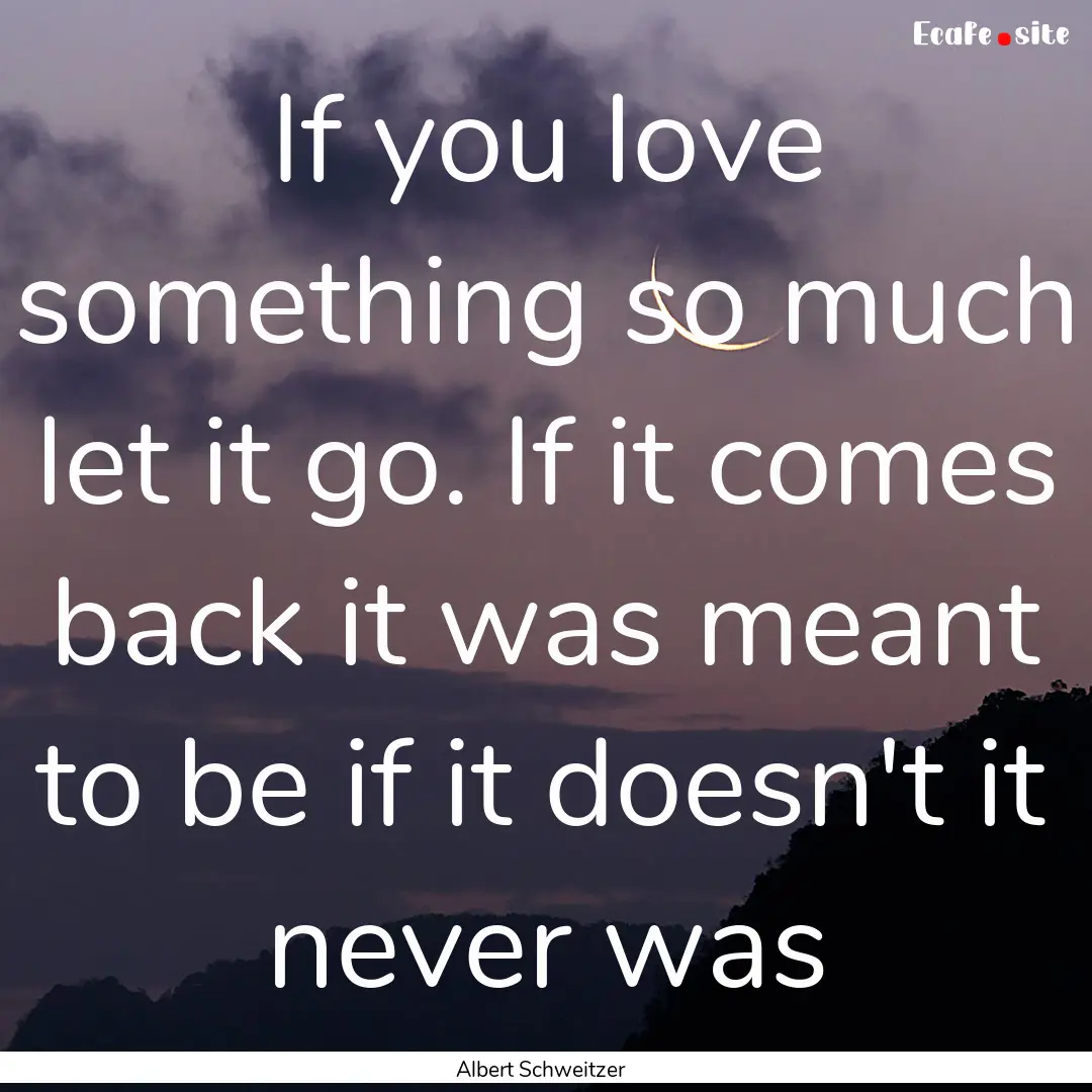 If you love something so much let it go..... : Quote by Albert Schweitzer