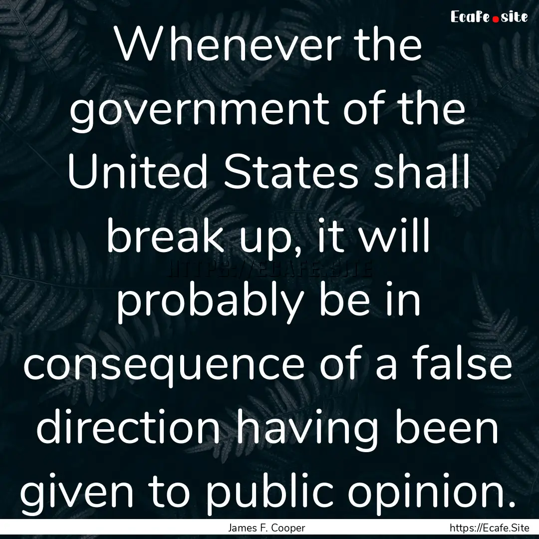 Whenever the government of the United States.... : Quote by James F. Cooper