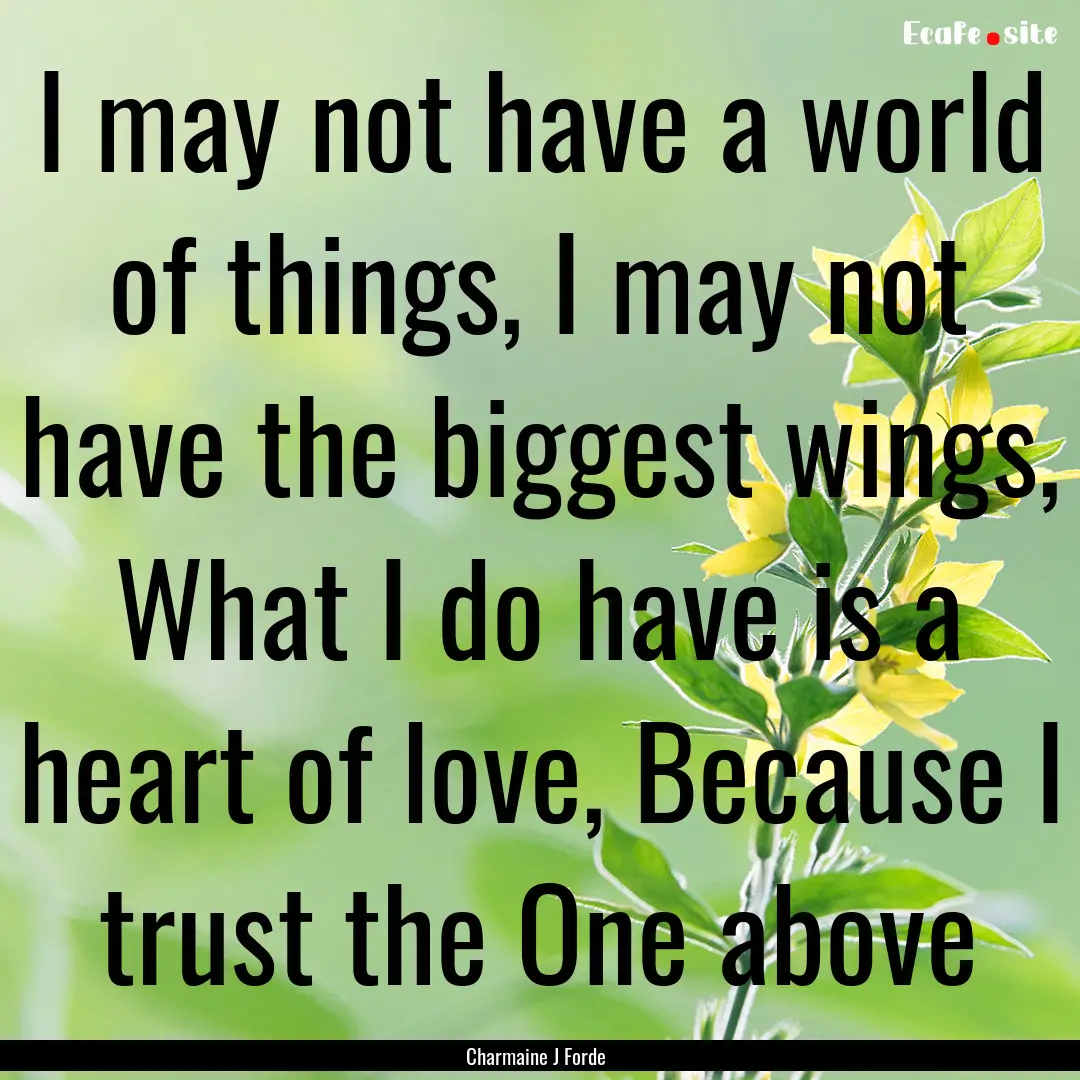 I may not have a world of things, I may not.... : Quote by Charmaine J Forde