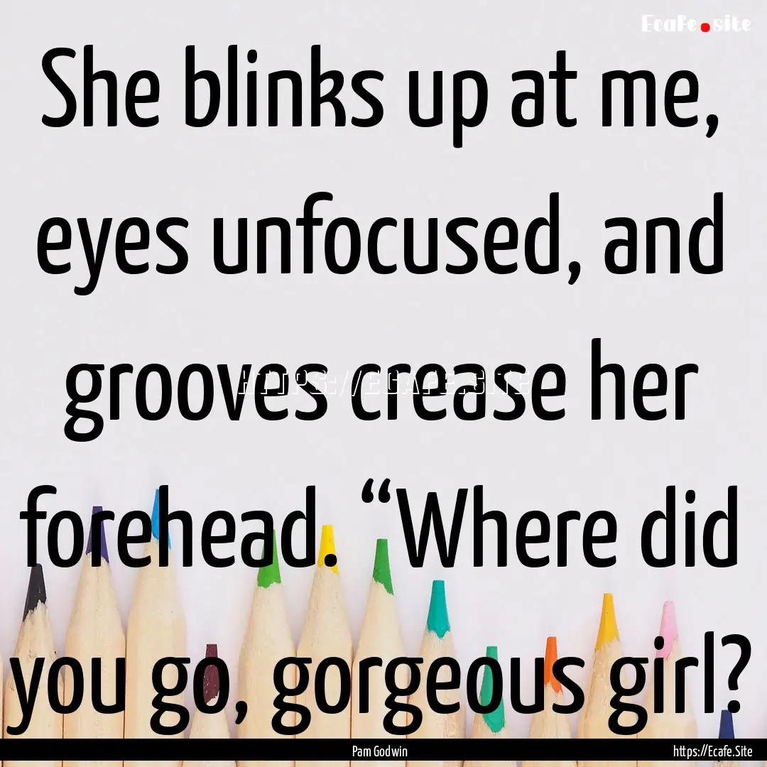 She blinks up at me, eyes unfocused, and.... : Quote by Pam Godwin