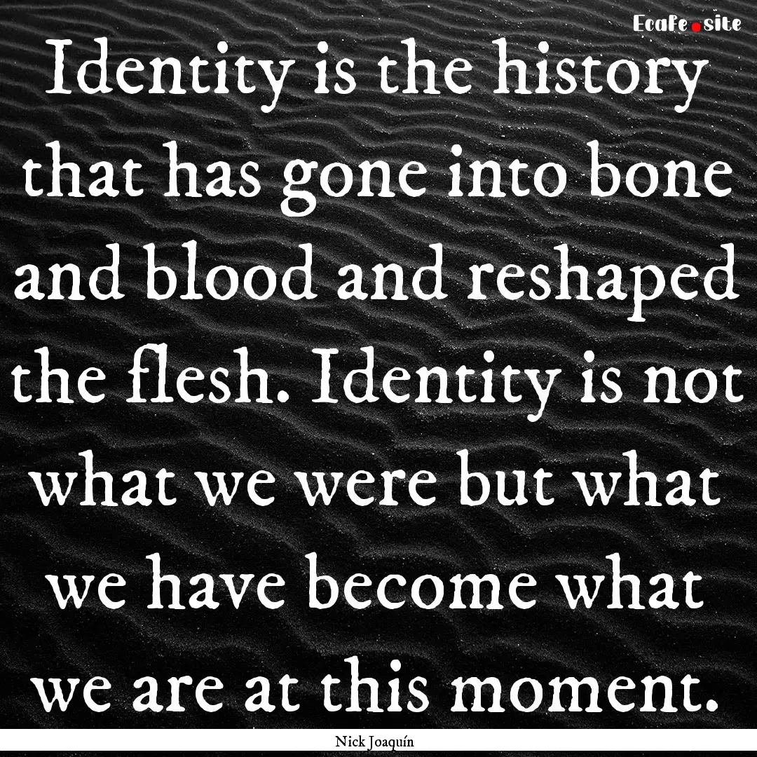 Identity is the history that has gone into.... : Quote by Nick Joaquín