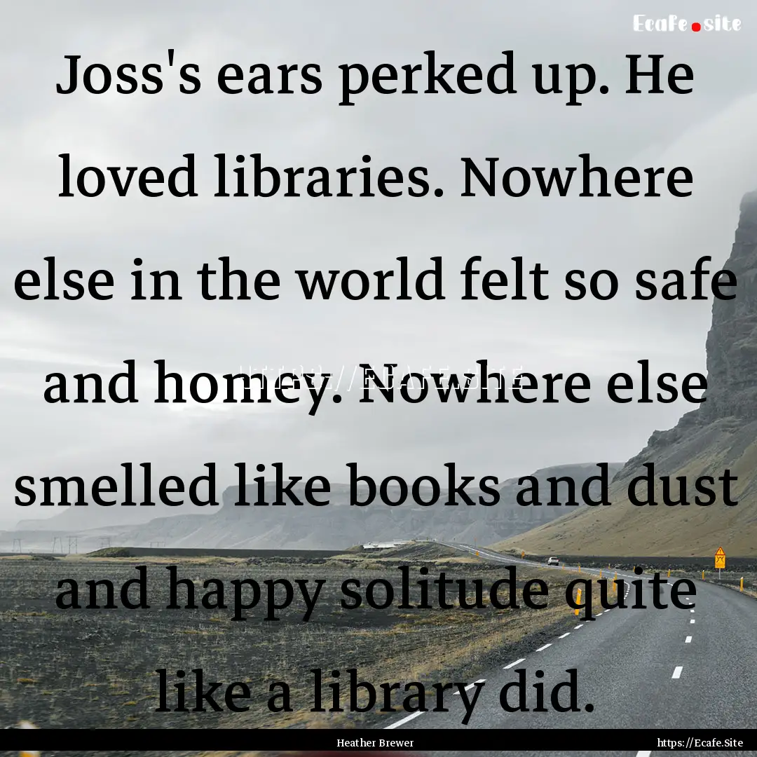 Joss's ears perked up. He loved libraries..... : Quote by Heather Brewer