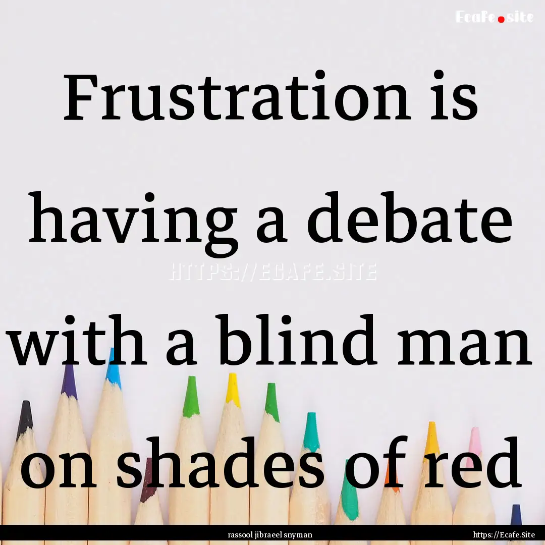 Frustration is having a debate with a blind.... : Quote by rassool jibraeel snyman