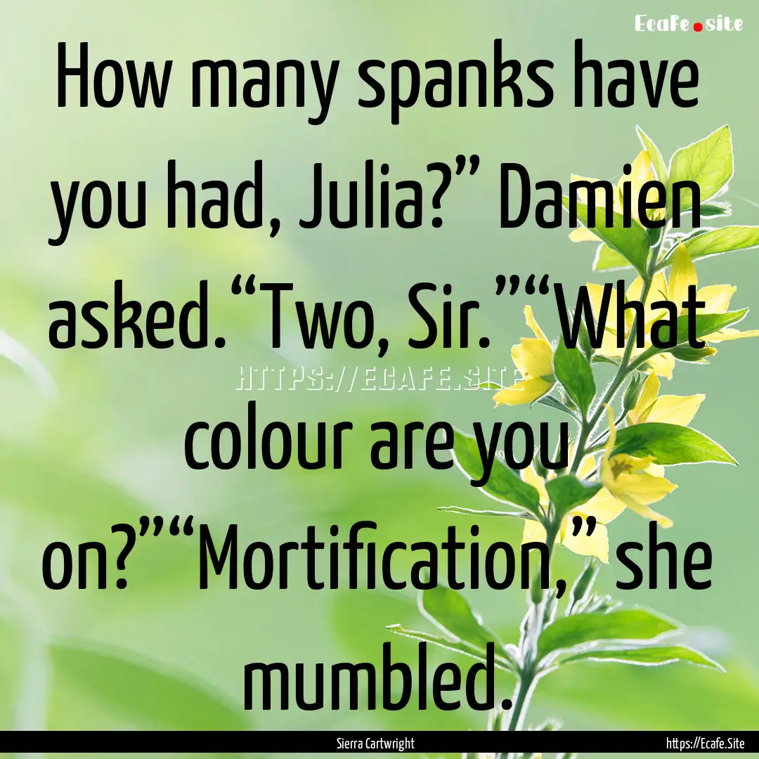 How many spanks have you had, Julia?” Damien.... : Quote by Sierra Cartwright