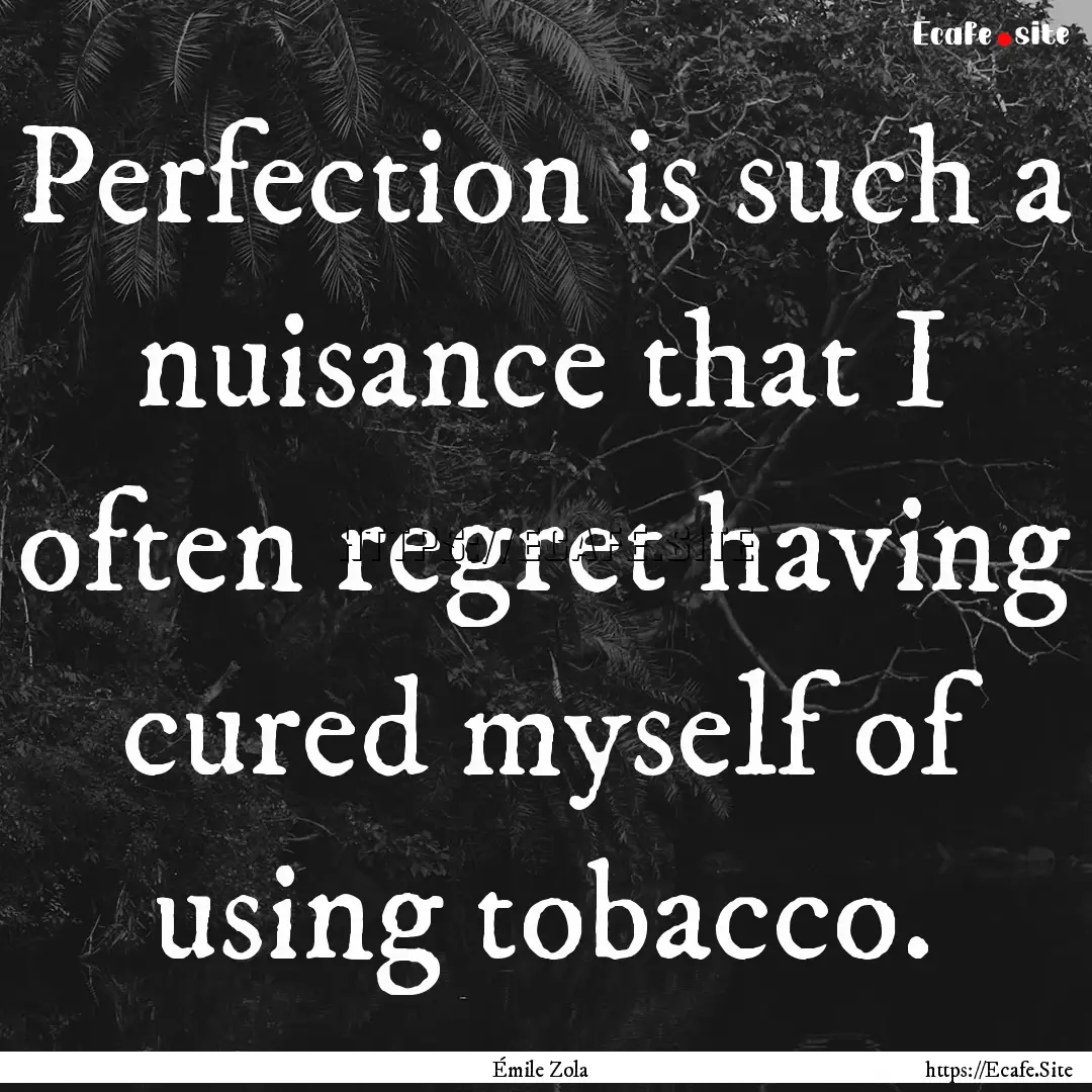 Perfection is such a nuisance that I often.... : Quote by Émile Zola