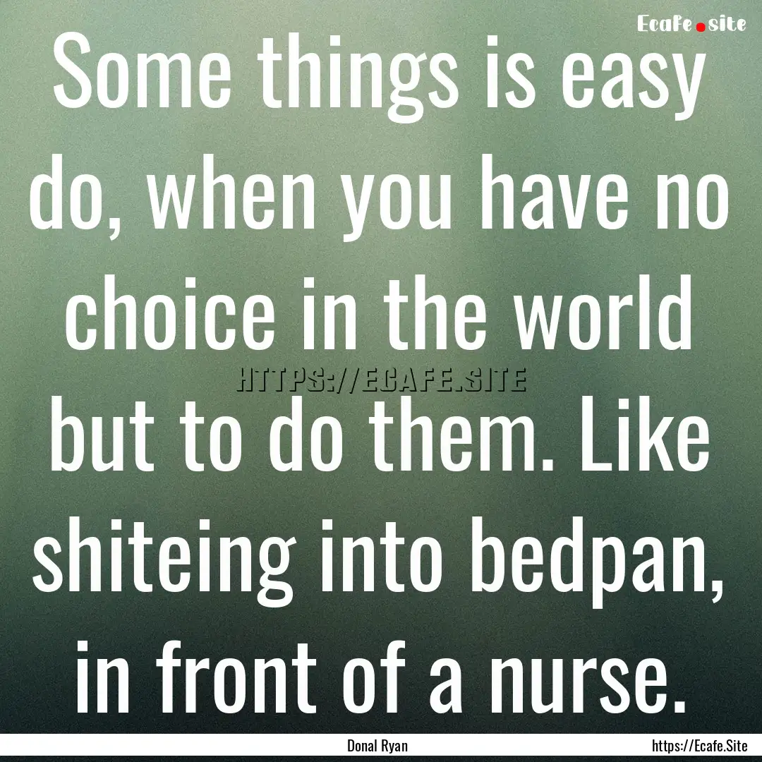 Some things is easy do, when you have no.... : Quote by Donal Ryan