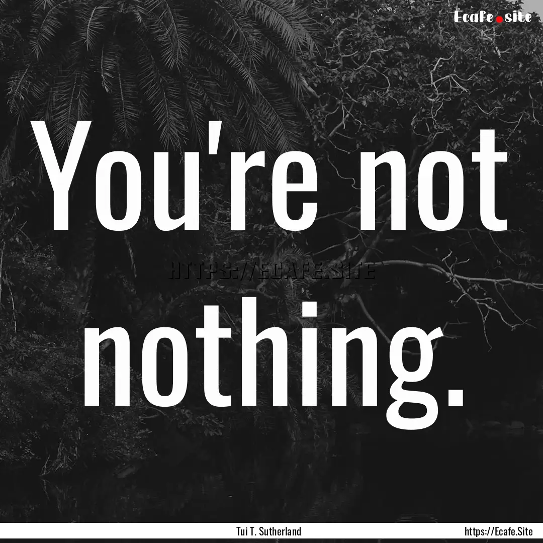 You're not nothing. : Quote by Tui T. Sutherland