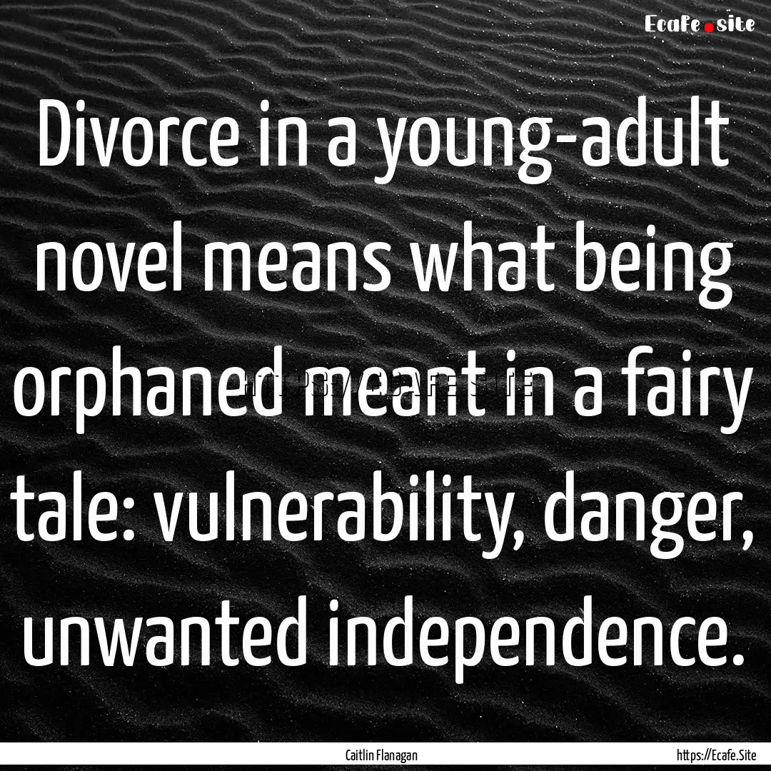 Divorce in a young-adult novel means what.... : Quote by Caitlin Flanagan