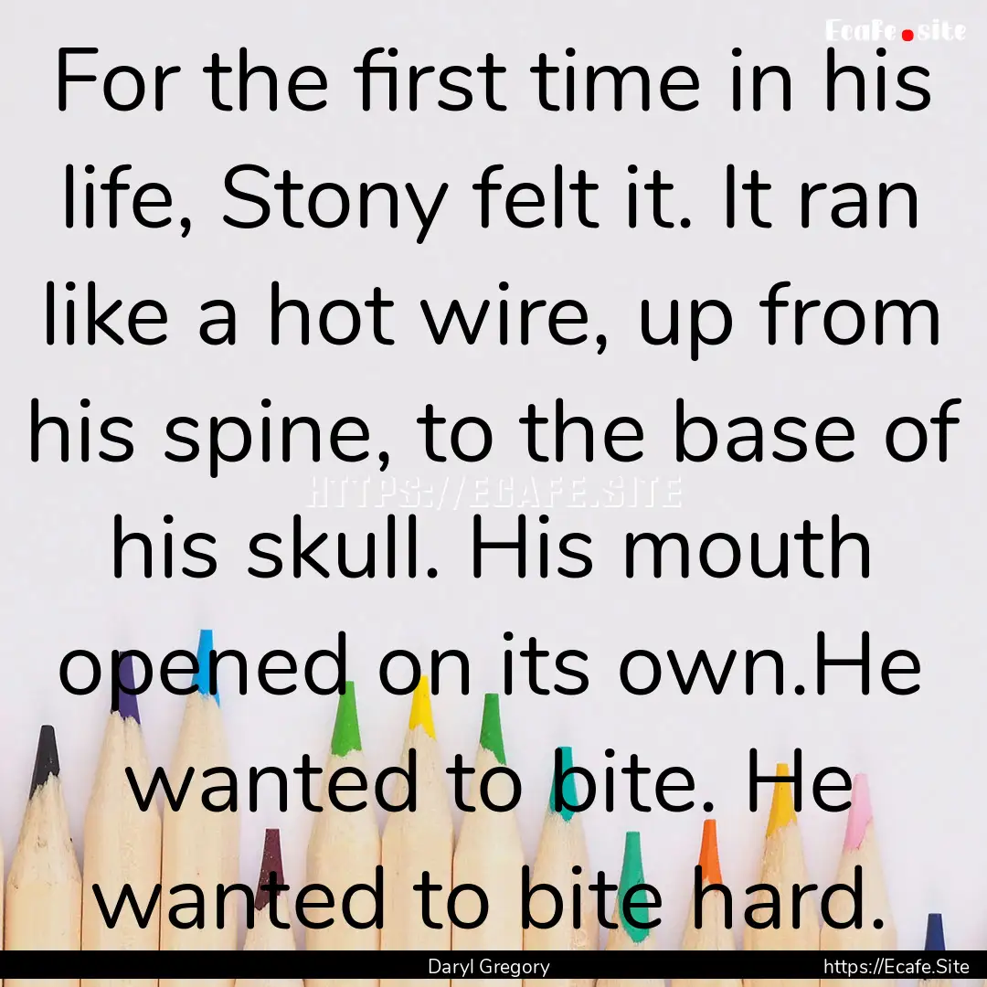 For the first time in his life, Stony felt.... : Quote by Daryl Gregory