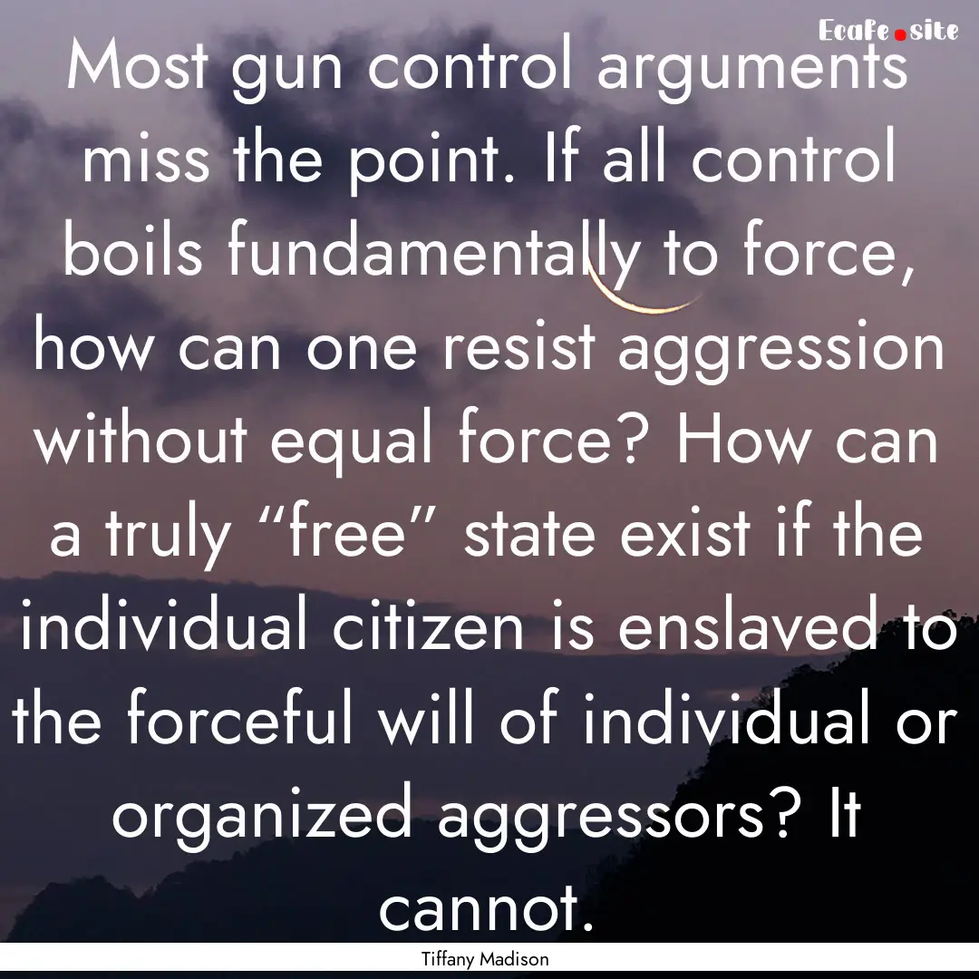 Most gun control arguments miss the point..... : Quote by Tiffany Madison