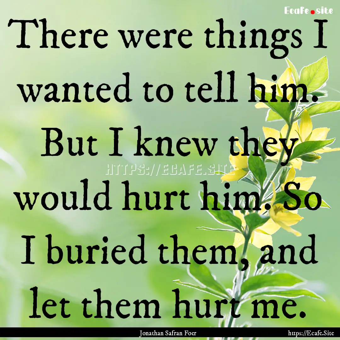 There were things I wanted to tell him. But.... : Quote by Jonathan Safran Foer