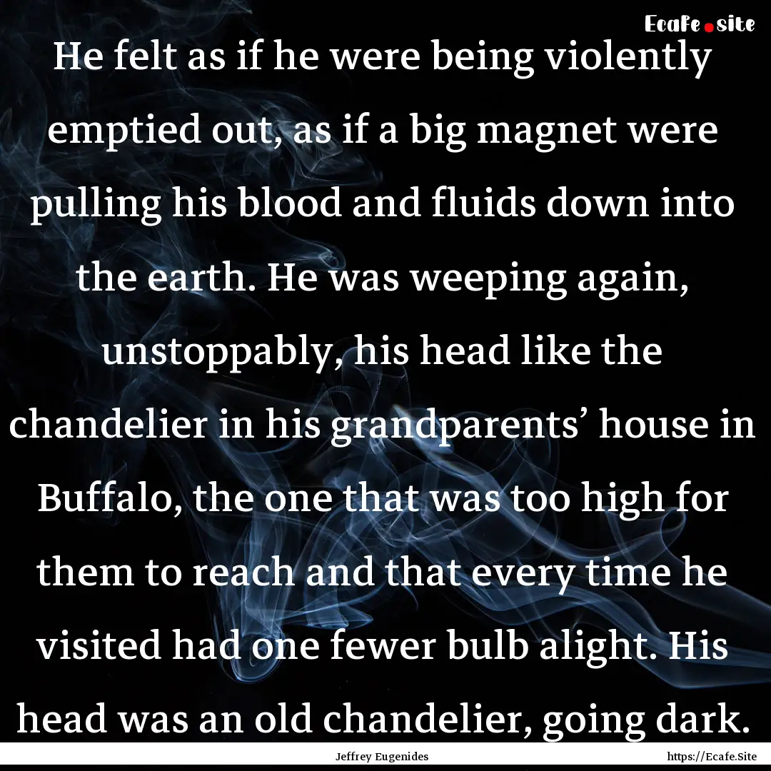 He felt as if he were being violently emptied.... : Quote by Jeffrey Eugenides