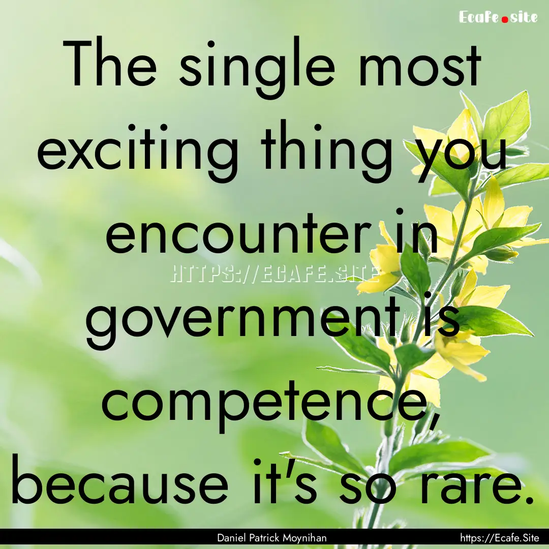 The single most exciting thing you encounter.... : Quote by Daniel Patrick Moynihan