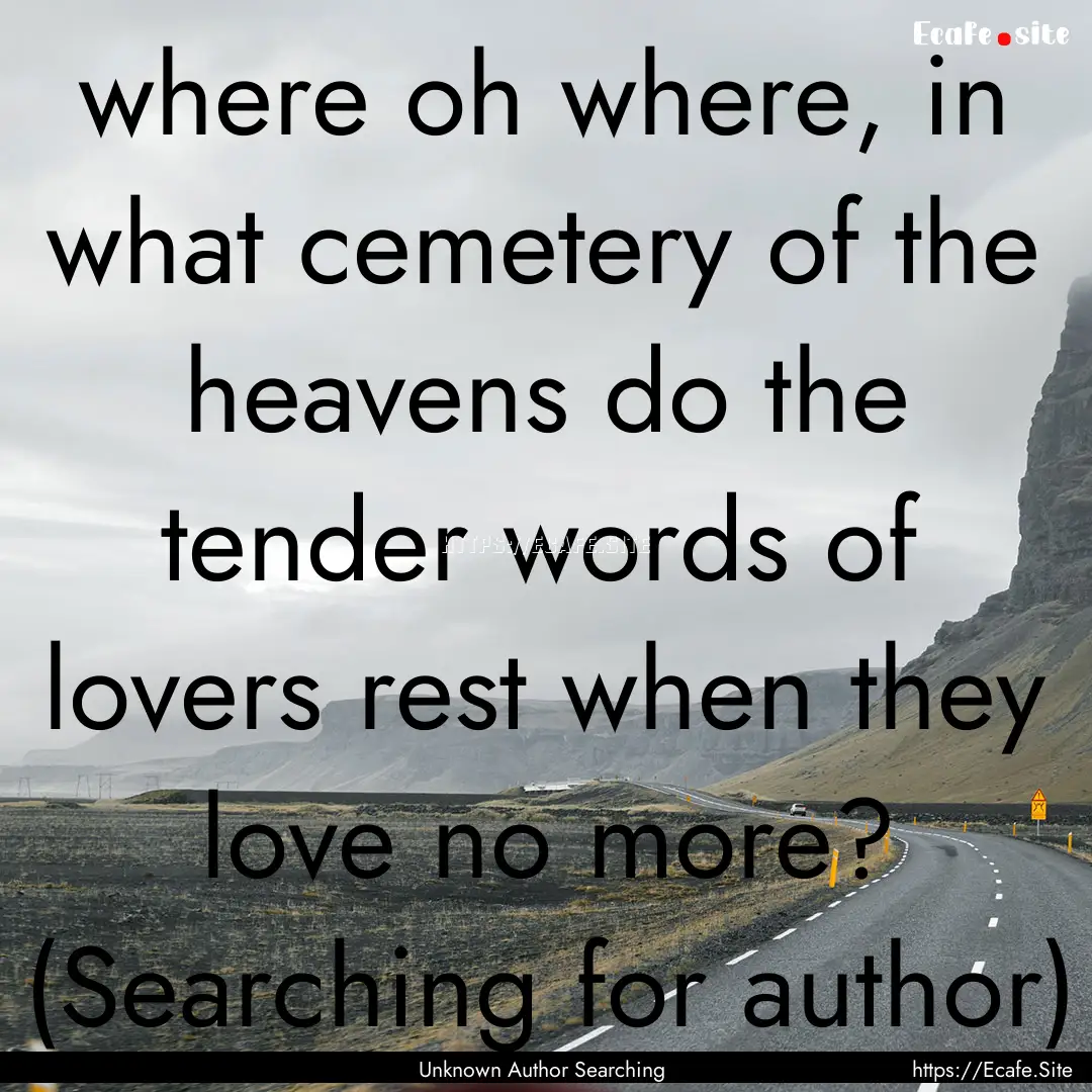 where oh where, in what cemetery of the heavens.... : Quote by Unknown Author Searching