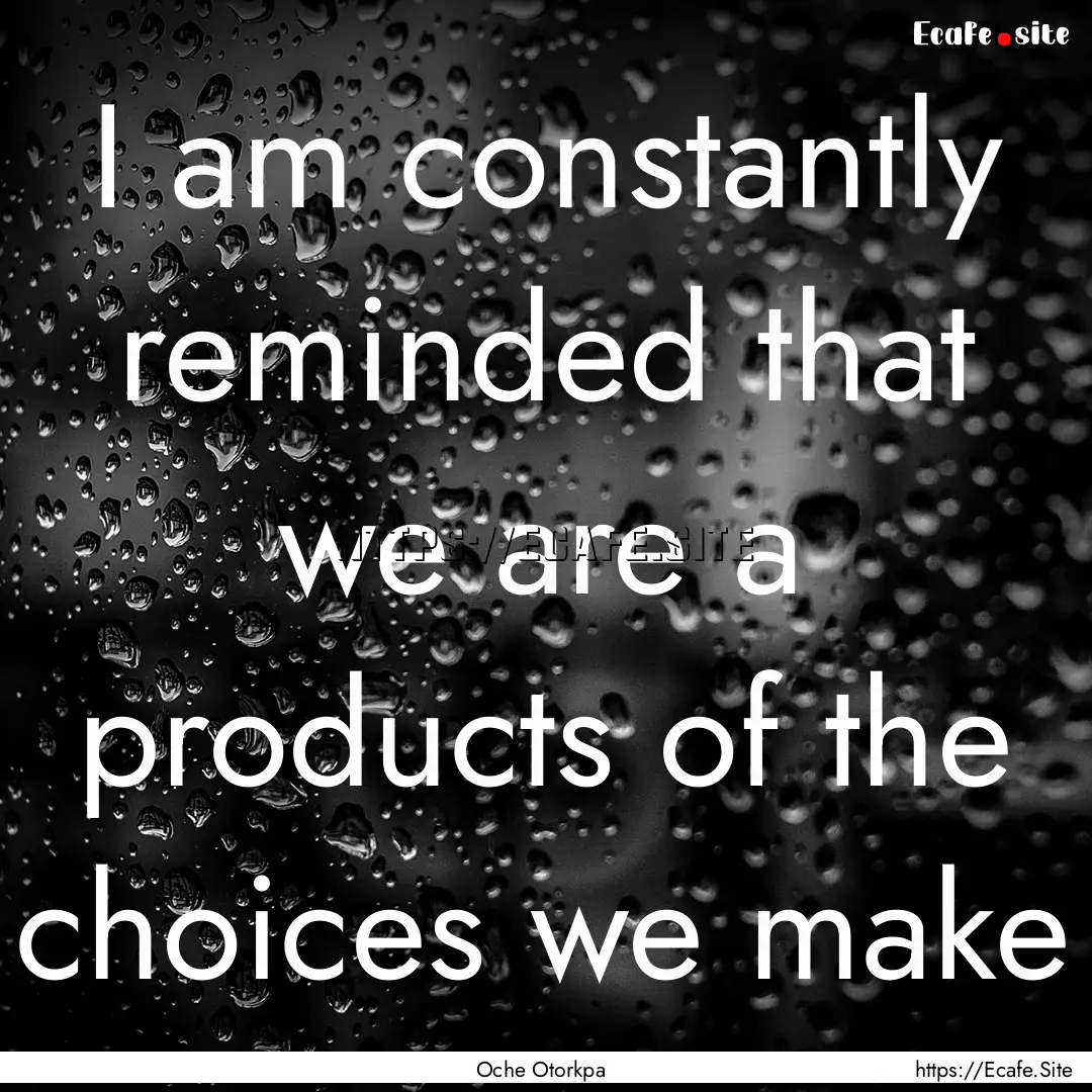 I am constantly reminded that we are a products.... : Quote by Oche Otorkpa