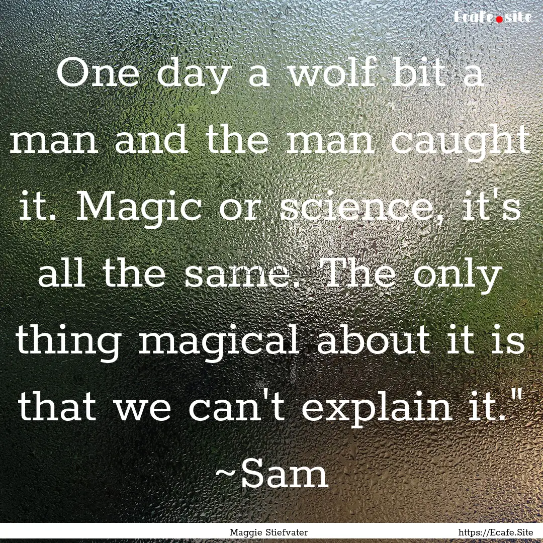 One day a wolf bit a man and the man caught.... : Quote by Maggie Stiefvater