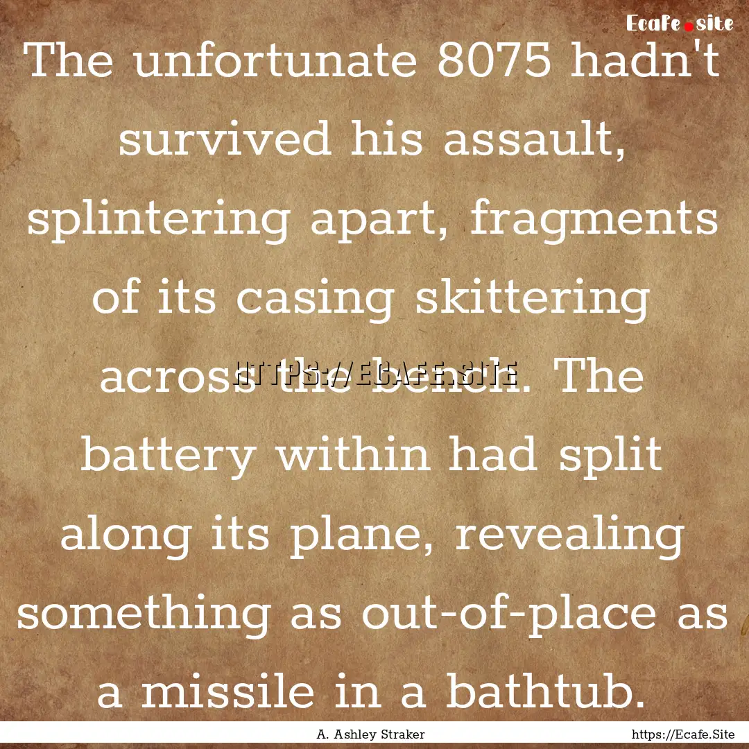 The unfortunate 8075 hadn't survived his.... : Quote by A. Ashley Straker