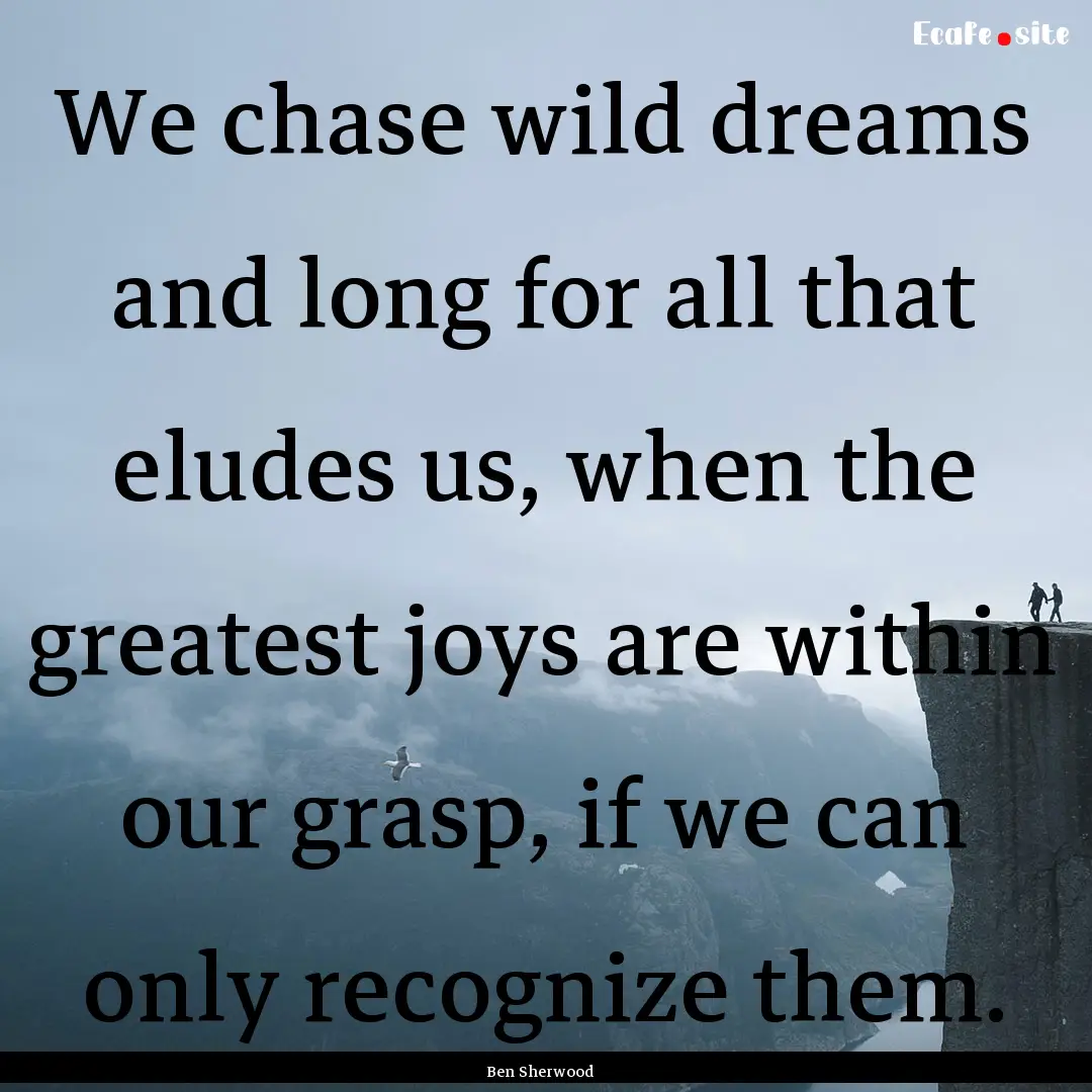 We chase wild dreams and long for all that.... : Quote by Ben Sherwood