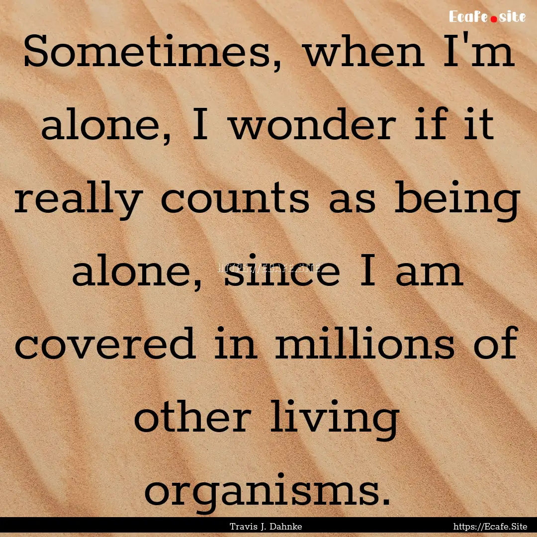 Sometimes, when I'm alone, I wonder if it.... : Quote by Travis J. Dahnke