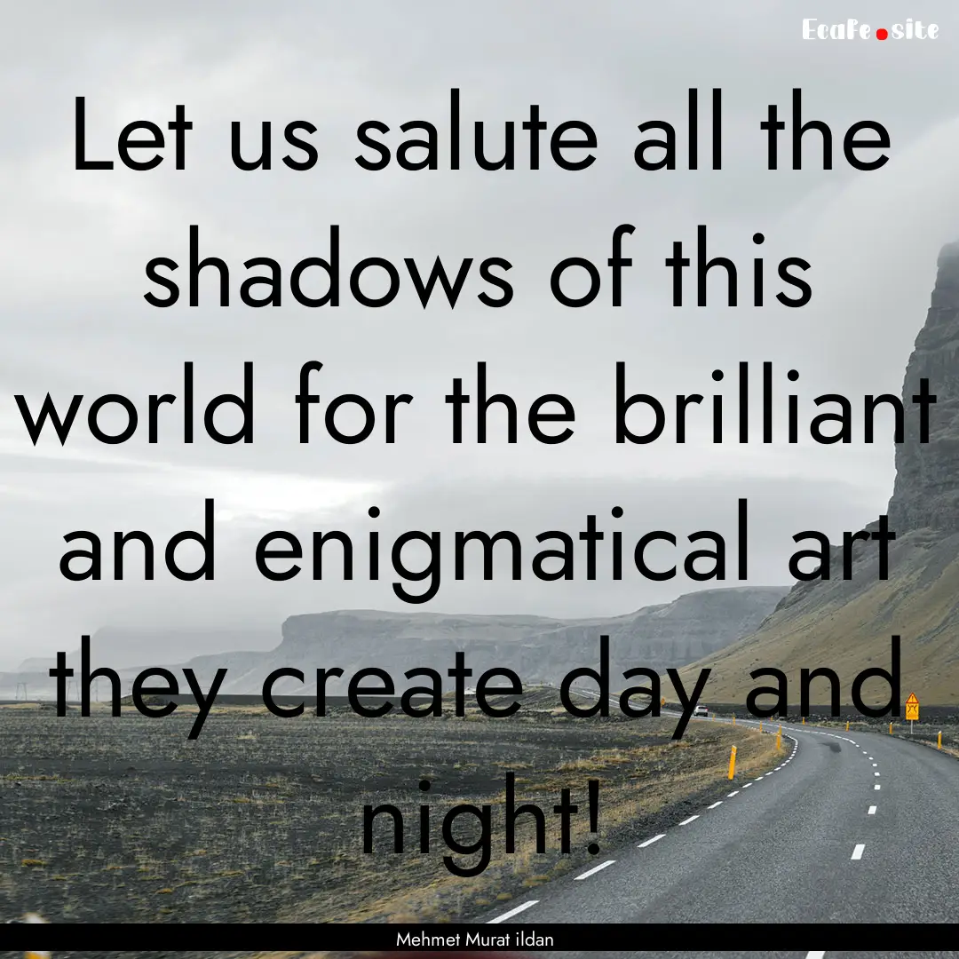 Let us salute all the shadows of this world.... : Quote by Mehmet Murat ildan