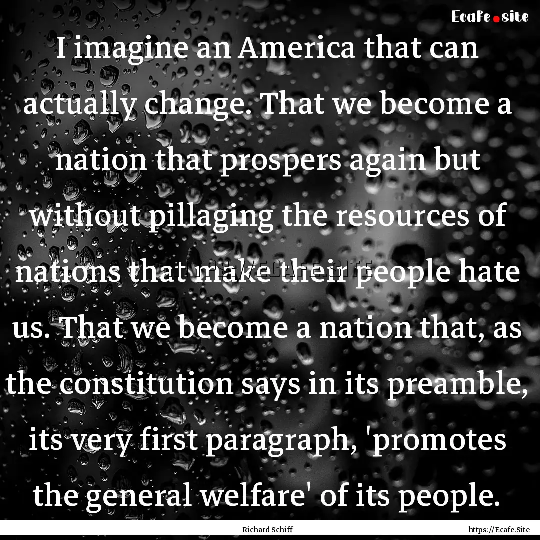 I imagine an America that can actually change..... : Quote by Richard Schiff