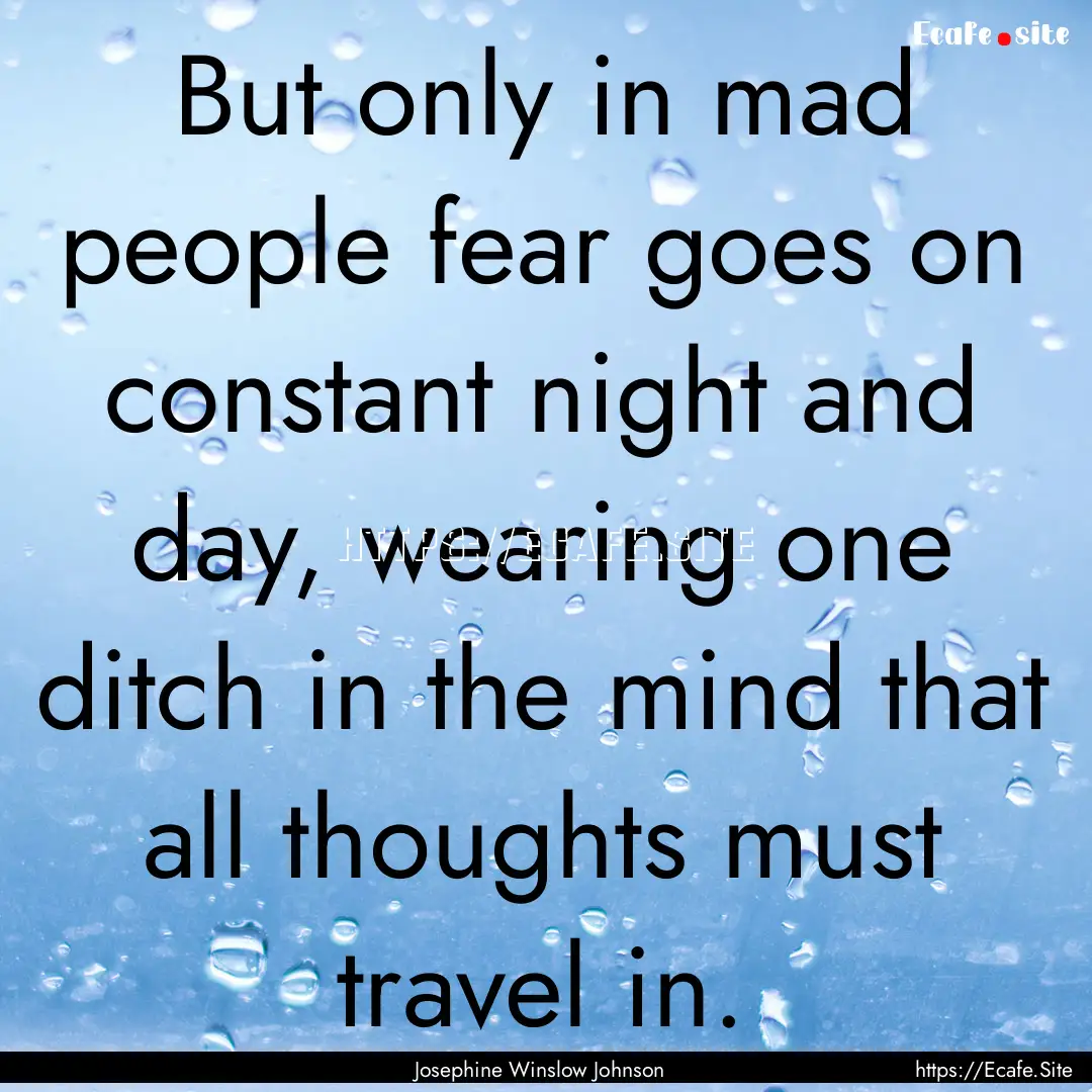 But only in mad people fear goes on constant.... : Quote by Josephine Winslow Johnson