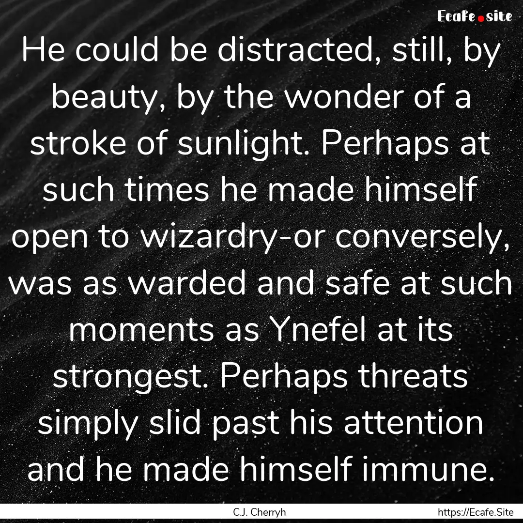 He could be distracted, still, by beauty,.... : Quote by C.J. Cherryh