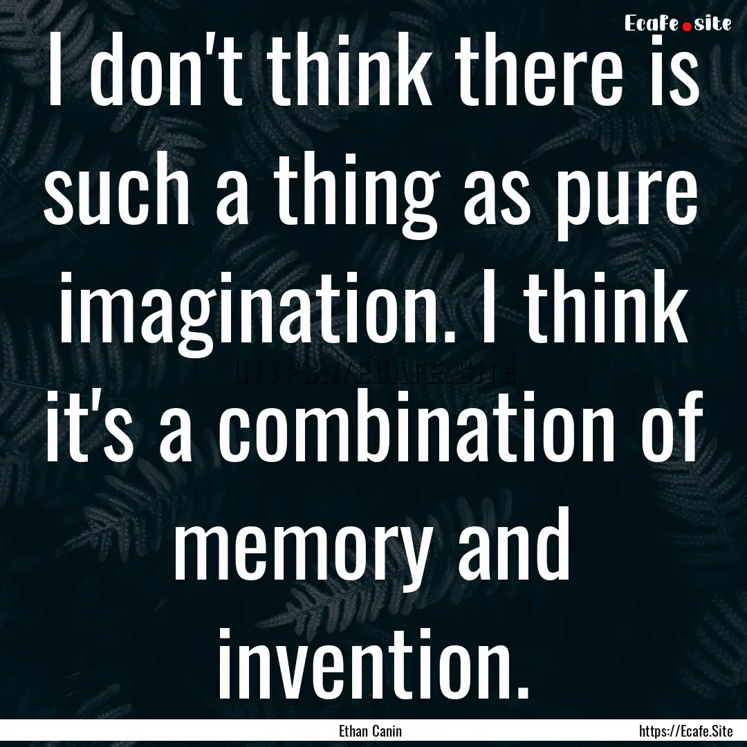 I don't think there is such a thing as pure.... : Quote by Ethan Canin