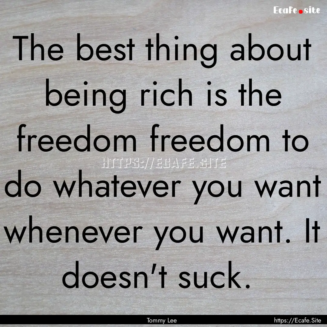 The best thing about being rich is the freedom.... : Quote by Tommy Lee