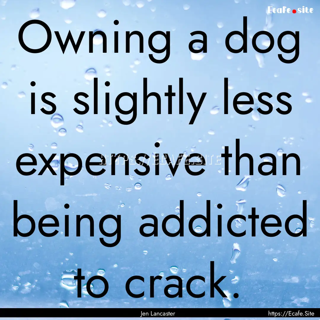 Owning a dog is slightly less expensive than.... : Quote by Jen Lancaster