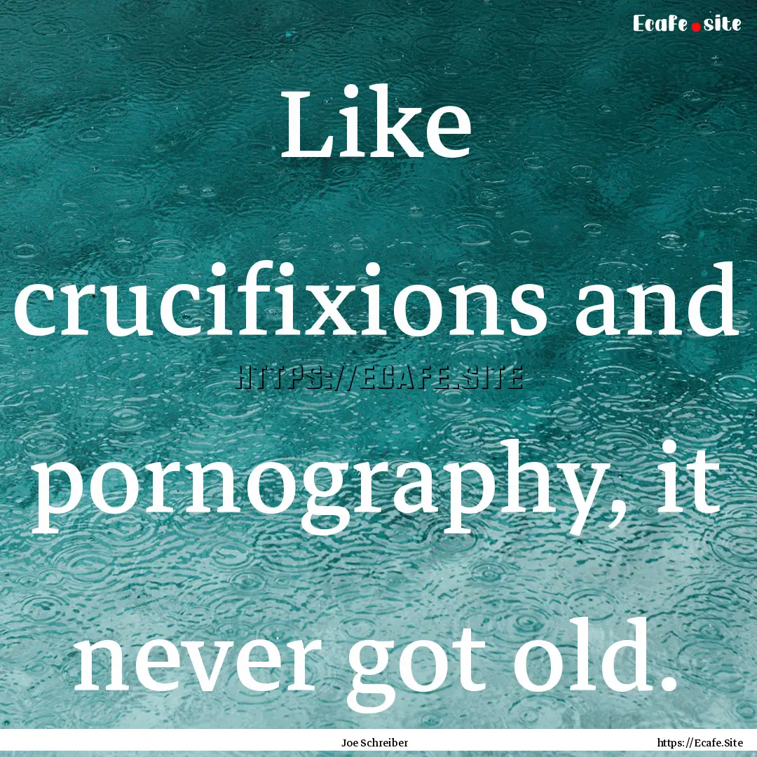 Like crucifixions and pornography, it never.... : Quote by Joe Schreiber