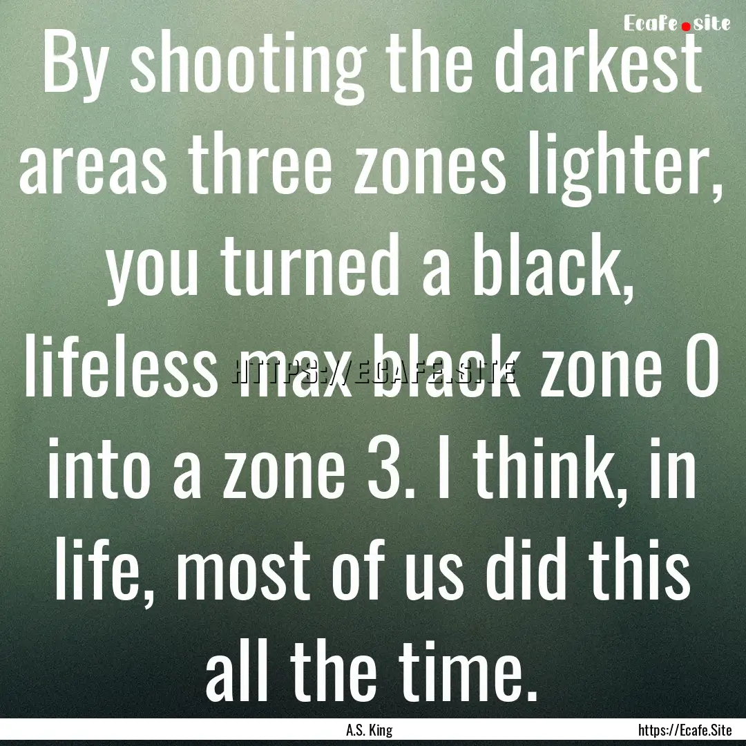 By shooting the darkest areas three zones.... : Quote by A.S. King