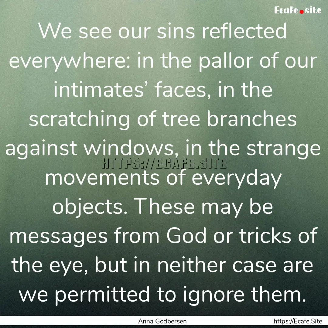 We see our sins reflected everywhere: in.... : Quote by Anna Godbersen