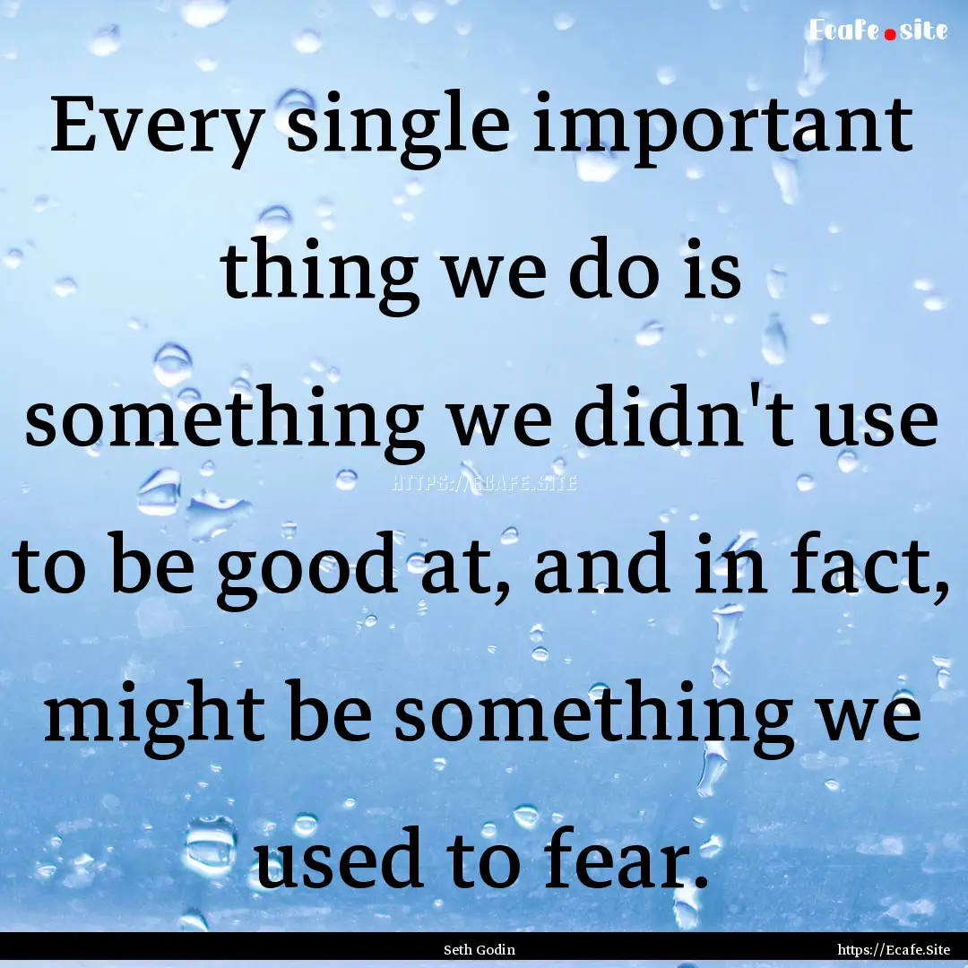 Every single important thing we do is something.... : Quote by Seth Godin